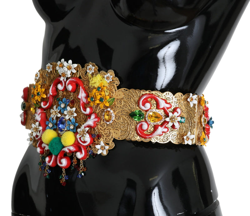 Golden Floral Crystal Embellished Waist Belt Dolce & Gabbana