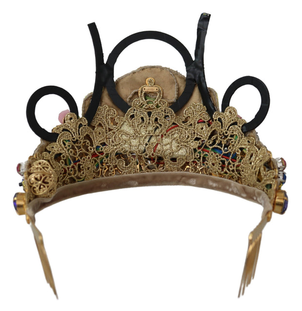 Stunning Crystal Diadem Tiara - Gold Multicolor Dolce & Gabbana