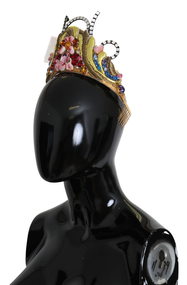 Stunning Crystal Diadem Tiara - Gold Multicolor Dolce & Gabbana