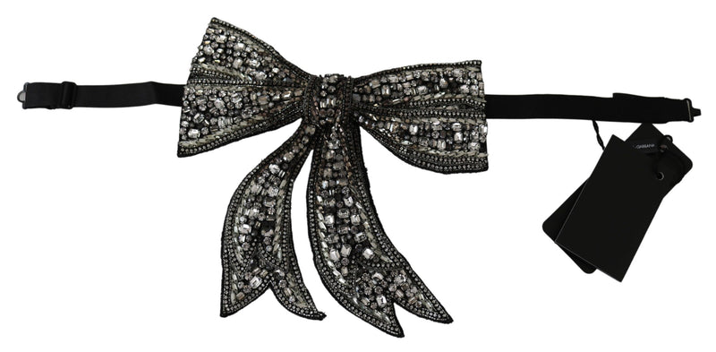 Silver-Tone Silk Crystal Bow Tie Dolce & Gabbana