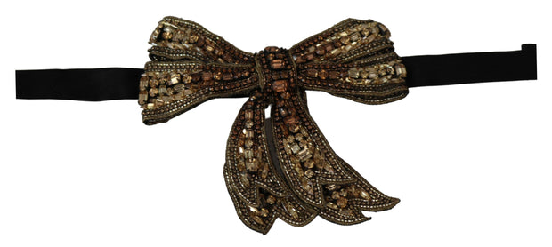 Elegant Silk Rhinestone Bow Tie Dolce & Gabbana