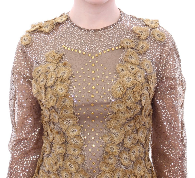 Exquisite Gold Lace Maxi Dress with Crystals Lanre Da Silva Ajayi