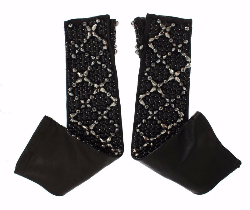 Elegant Crystal Beaded Leather Gloves Dolce & Gabbana