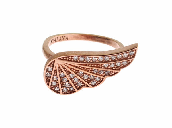 Elegant Pink Gold CZ Crystal Ring Nialaya