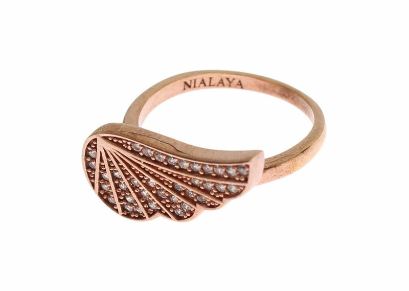 Elegant Pink Gold CZ Crystal Ring Nialaya