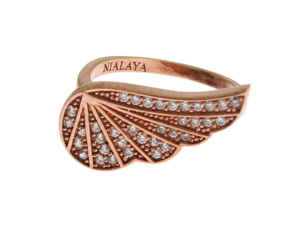 Elegant Pink Gold CZ Crystal Ring Nialaya