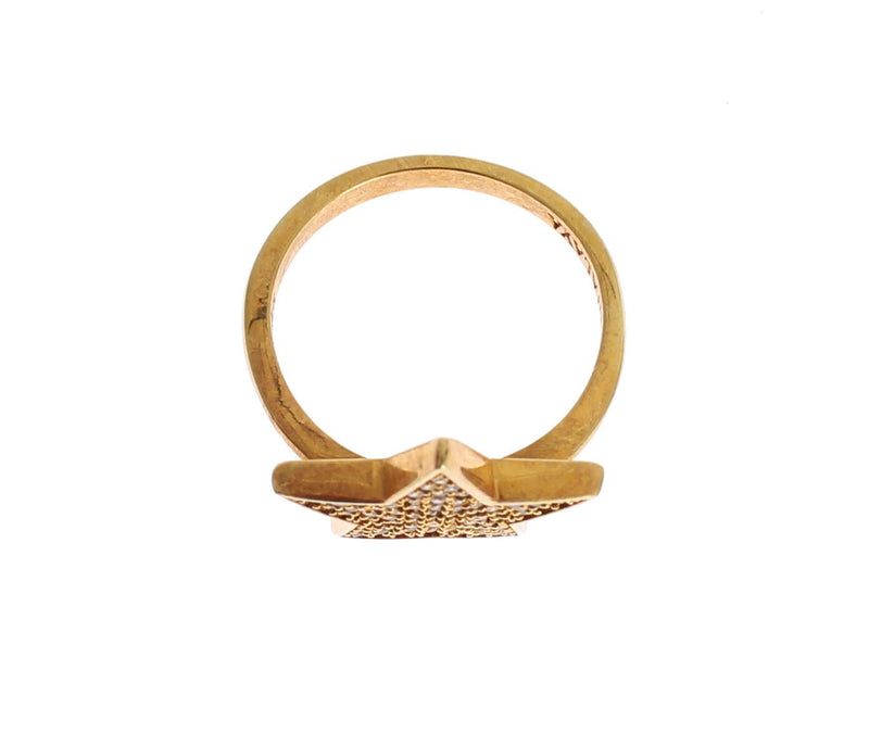 Elegant Gold-Plated Sterling Silver Ring with CZ Crystals Nialaya