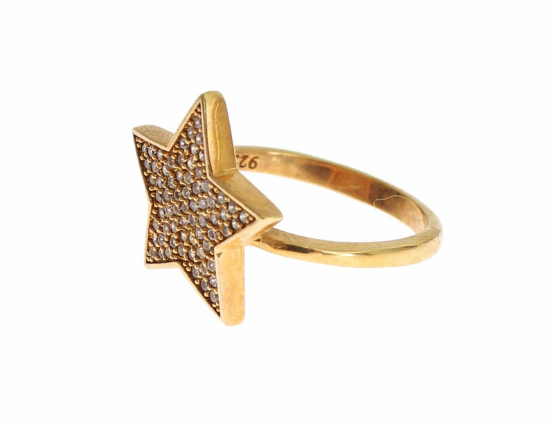 Elegant Gold-Plated Sterling Silver Ring with CZ Crystals Nialaya