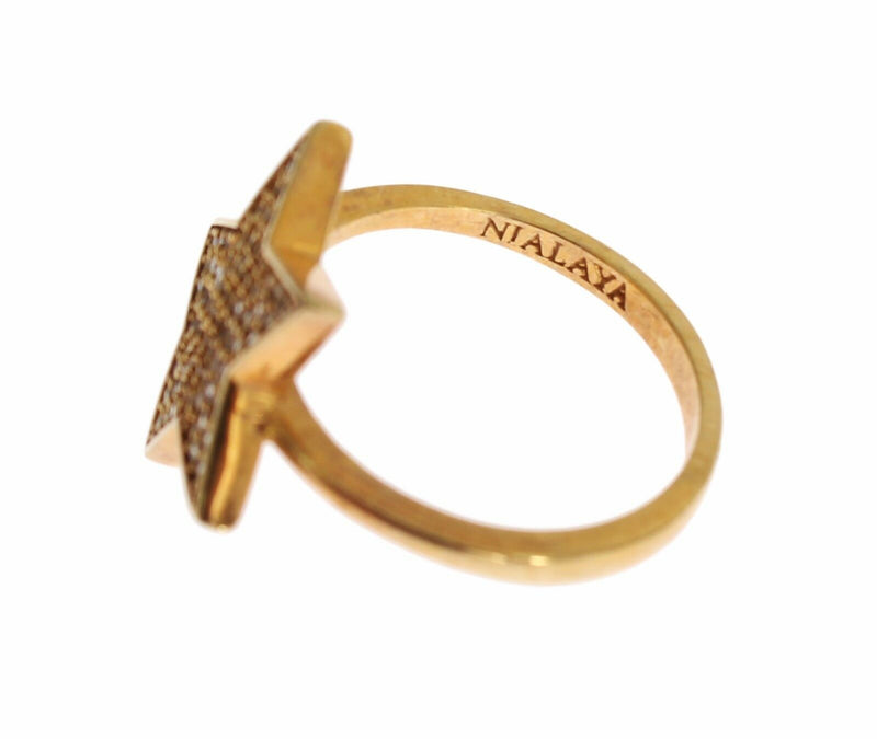 Elegant Gold-Plated Sterling Silver Ring with CZ Crystals Nialaya