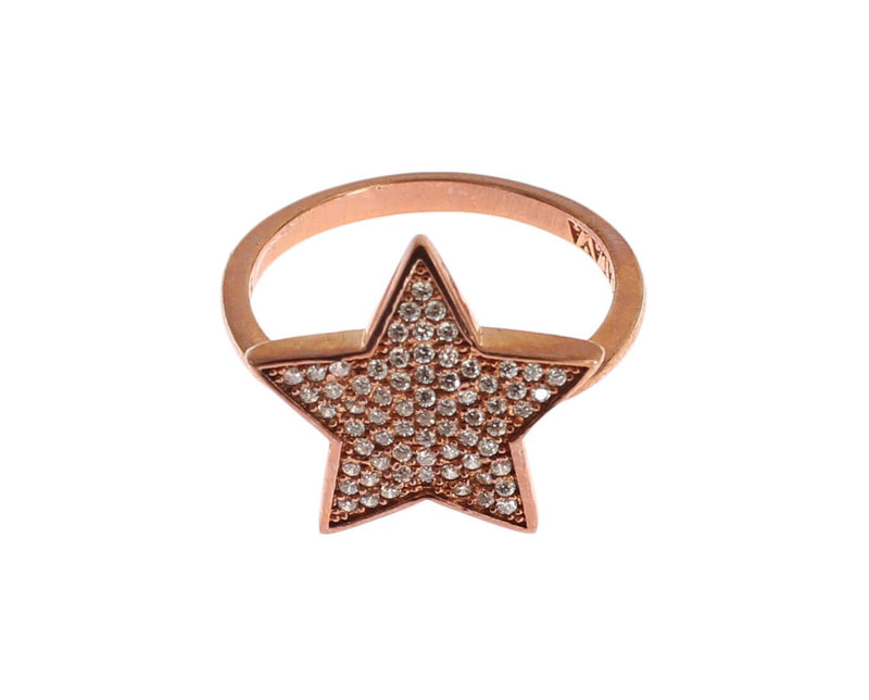 Dazzling Pink Gold Plated Sterling Silver CZ Ring Nialaya