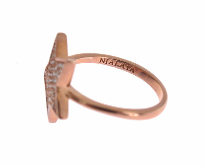 Dazzling Pink Gold Plated Sterling Silver CZ Ring Nialaya