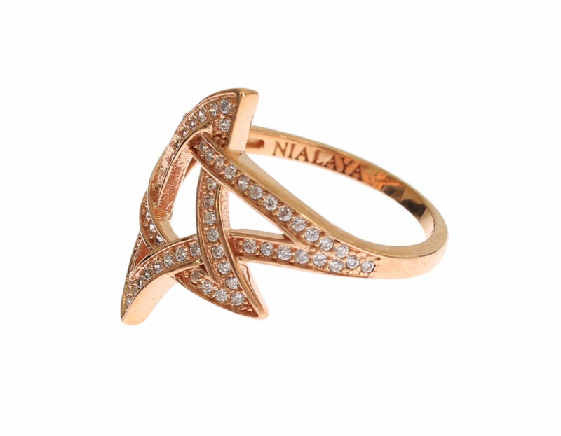 Pink Gold Plated Silver CZ Crystal Ring Nialaya