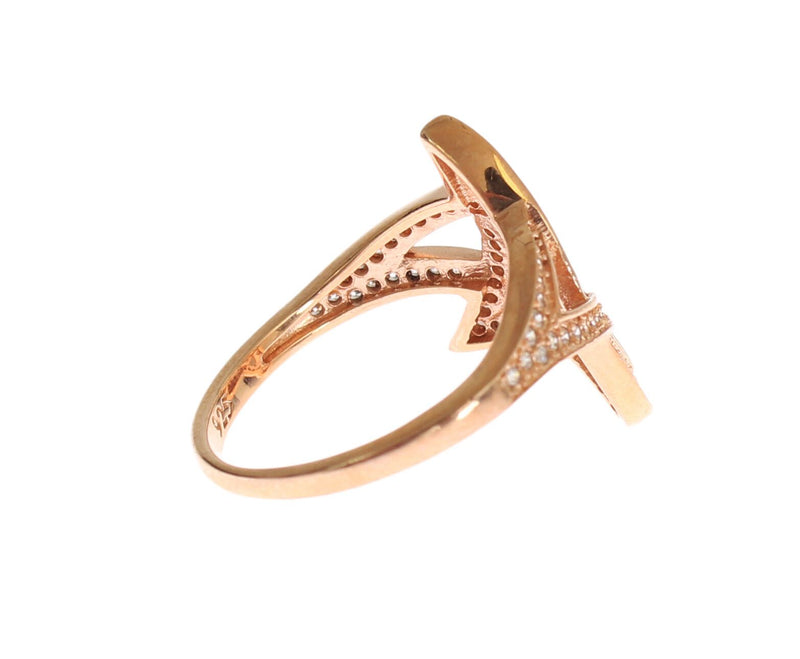 Pink Gold Plated Silver CZ Crystal Ring Nialaya