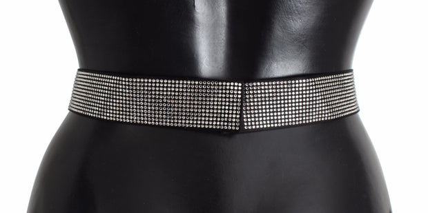 Black Silk Crystal Bow Waist Belt Elegance Dolce & Gabbana