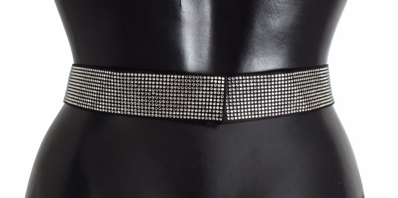 Black Silk Crystal Bow Waist Belt Elegance Dolce & Gabbana