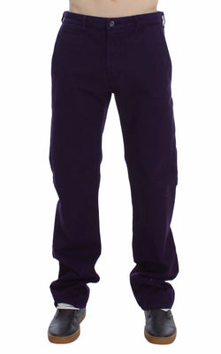 Purple Cotton Stretch Slim Chinos GF Ferre