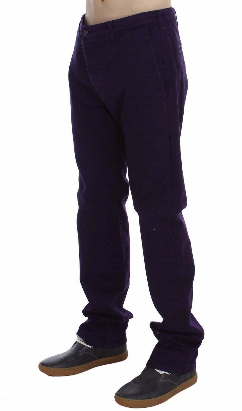 Purple Cotton Stretch Slim Chinos GF Ferre