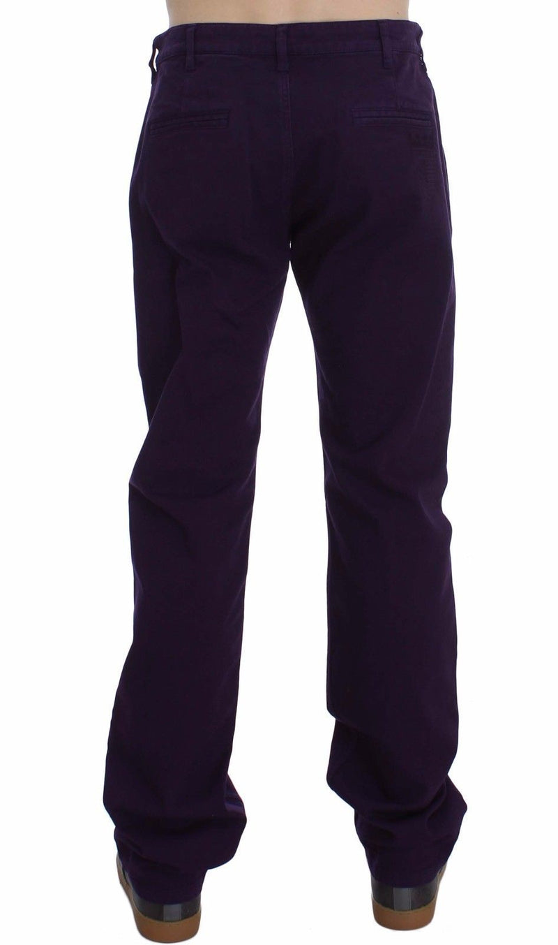 Purple Cotton Stretch Slim Chinos GF Ferre