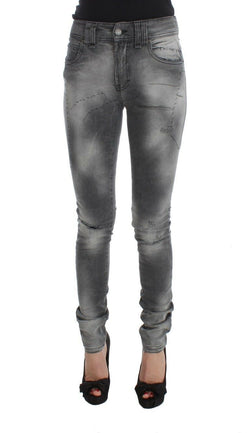 Chic Gray Slim Fit Designer Jeans John Galliano