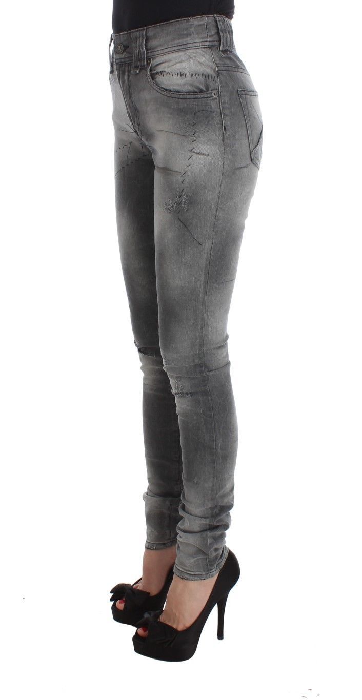 Chic Gray Slim Fit Designer Jeans John Galliano