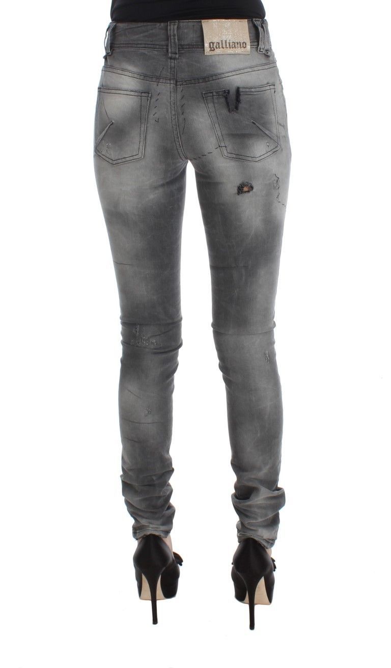 Chic Gray Slim Fit Designer Jeans John Galliano