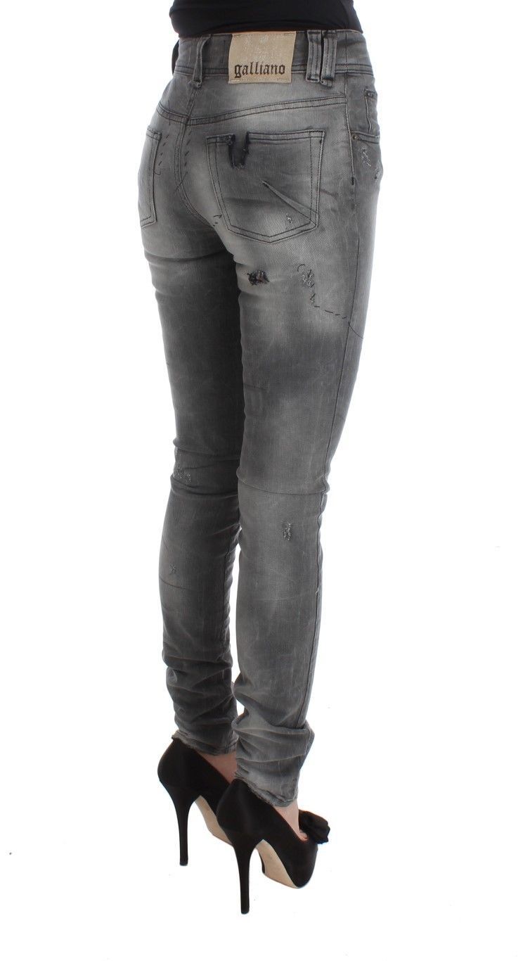 Chic Gray Slim Fit Designer Jeans John Galliano