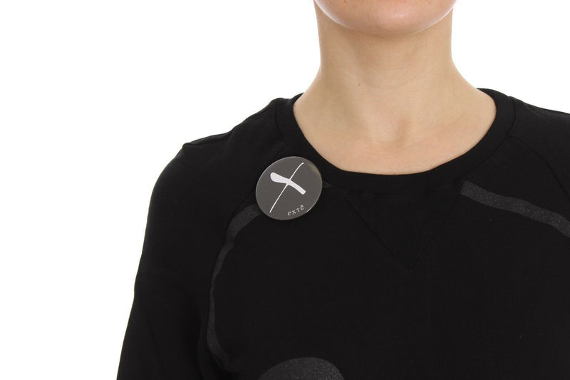 Chic Skull Motif Crew-Neck Cotton Sweater Exte