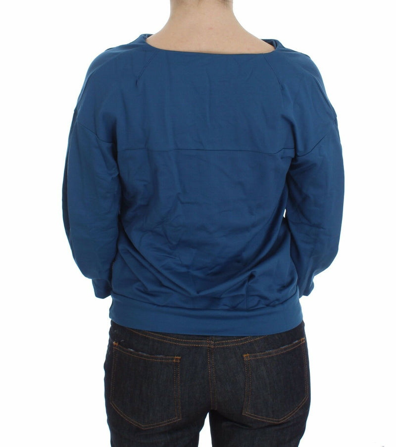 Elegant Deep V-Neck Sweater in Blue Exte