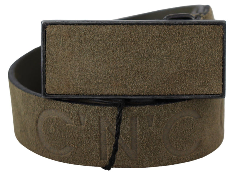 Chic Army Green Velvet Buckle Leather Belt Costume National