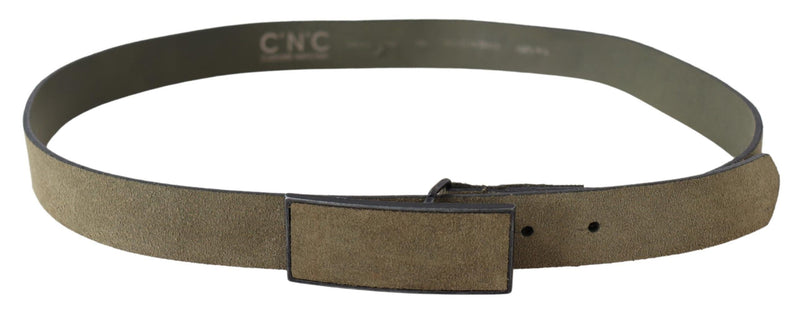 Chic Army Green Velvet Buckle Leather Belt Costume National