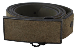 Chic Army Green Velvet Buckle Leather Belt Costume National