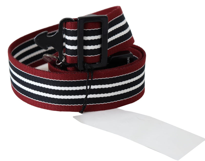 Striped Leather Fashion Belt in Black & Red Costume National