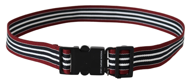 Striped Leather Fashion Belt in Black & Red Costume National