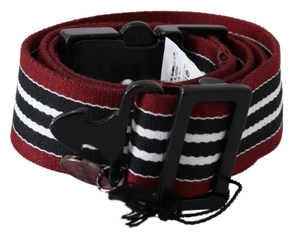 Striped Leather Fashion Belt in Black & Red Costume National