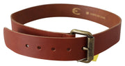 Chic Brown Leather Logo Waist Belt Just Cavalli