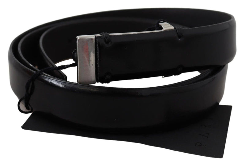 Elegant Black Leather Waist Belt PLEIN SUD