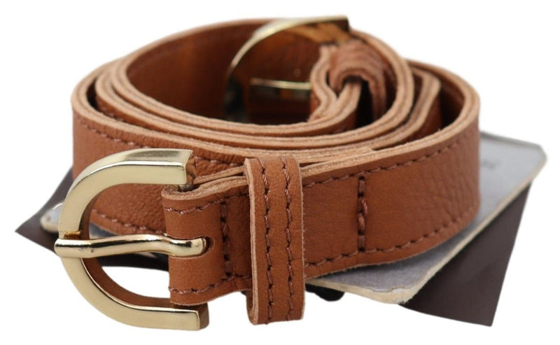 Elegant Brown Leather Double Buckle Belt Scervino Street