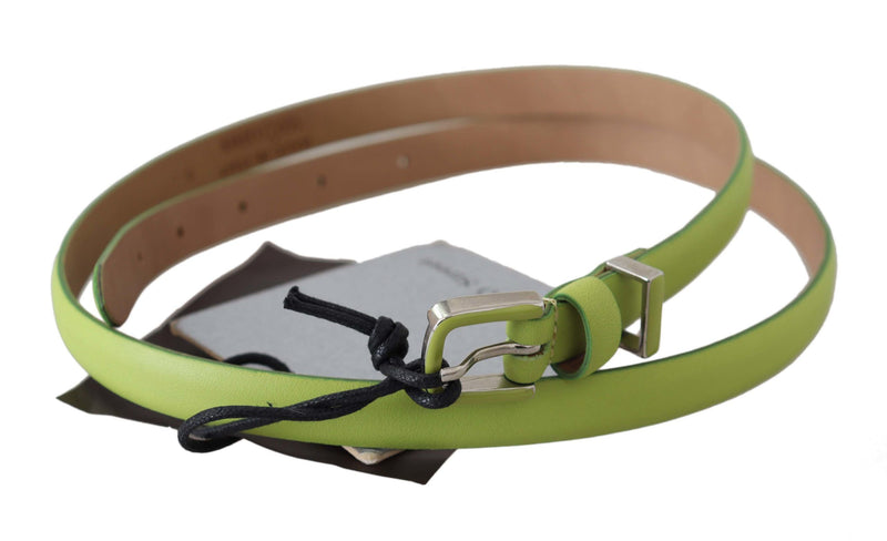 Classic Green Leather Belt with Silver-Tone Hardware Scervino Street