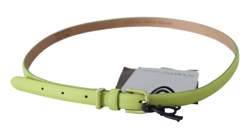 Classic Green Leather Belt with Silver-Tone Hardware Scervino Street