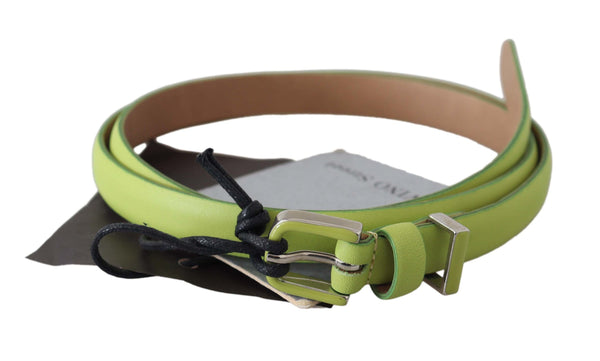 Classic Green Leather Belt with Silver-Tone Hardware Scervino Street