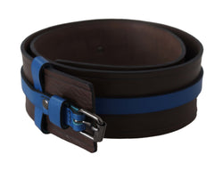 Elegant Brown Leather Belt with Blue Lining Costume National