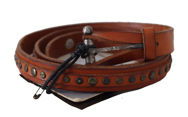 Elegant Leather Waist Belt in Brown Scervino Street