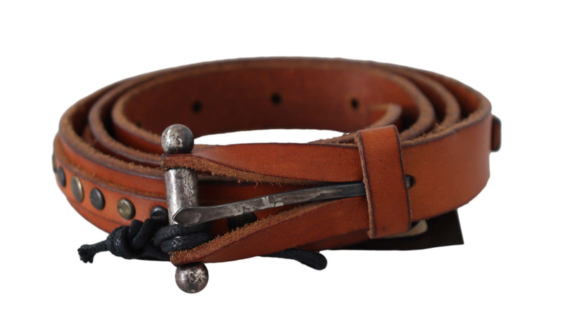 Elegant Leather Waist Belt in Brown Scervino Street