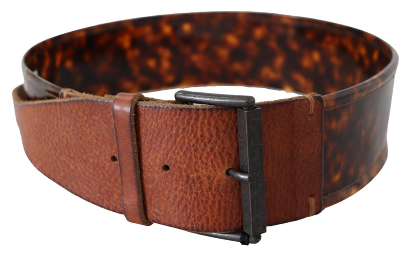 Elegant Dark Brown Leather Belt with Vintage Buckle Ermanno Scervino