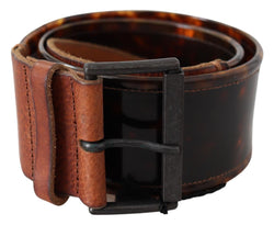 Elegant Dark Brown Leather Belt with Vintage Buckle Ermanno Scervino