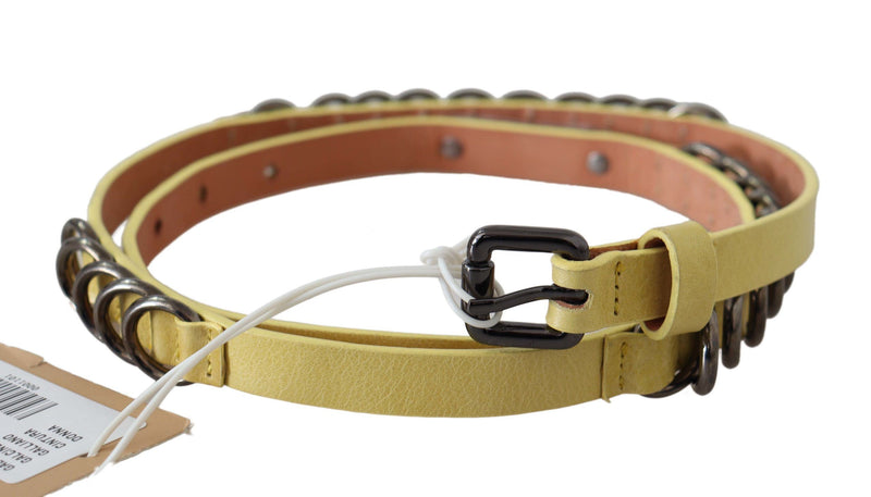 Chic Yellow Leather Skinny Belt John Galliano