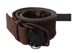 Classic Dark Brown Leather Belt with Logo Buckle Ermanno Scervino