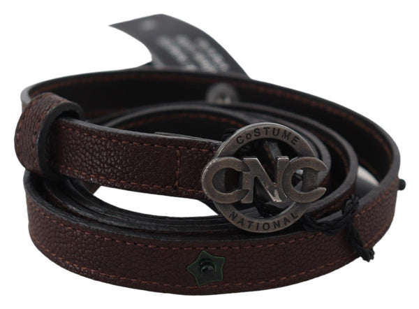 Elegant Brown Leather Belt with Rustic Hardware Costume National