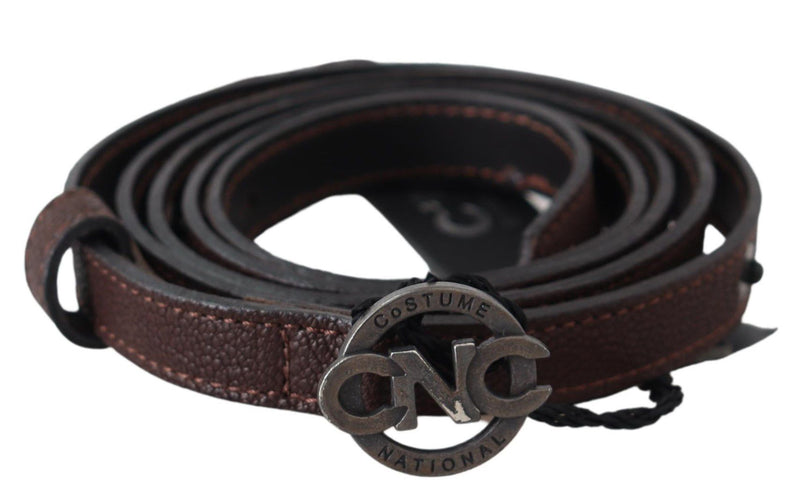 Elegant Brown Leather Belt with Rustic Hardware Costume National