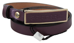 Elegant Maroon Leather Belt with Gold-Tone Buckle GF Ferre